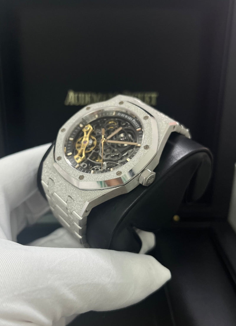 NEW! Audemars Piguet Men's Royal Oak White Gold Diamond Frosted 41mm  Skeleton Dial Watch Ref# 15407BC.GG.1224BC.01