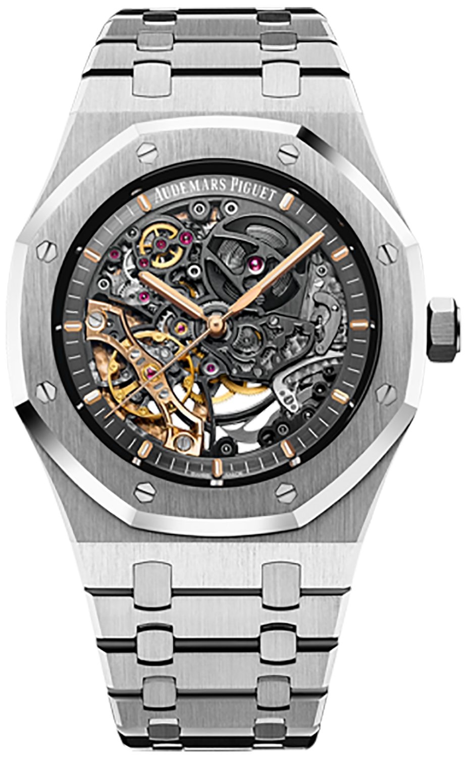 Audemars Piguet Royal Oak Double Balance Wheel Openwork/ Stainless Steel/ Skeleton Dial (Ref#15407ST.OO.1220ST.01) - WatchesOff5thWatch