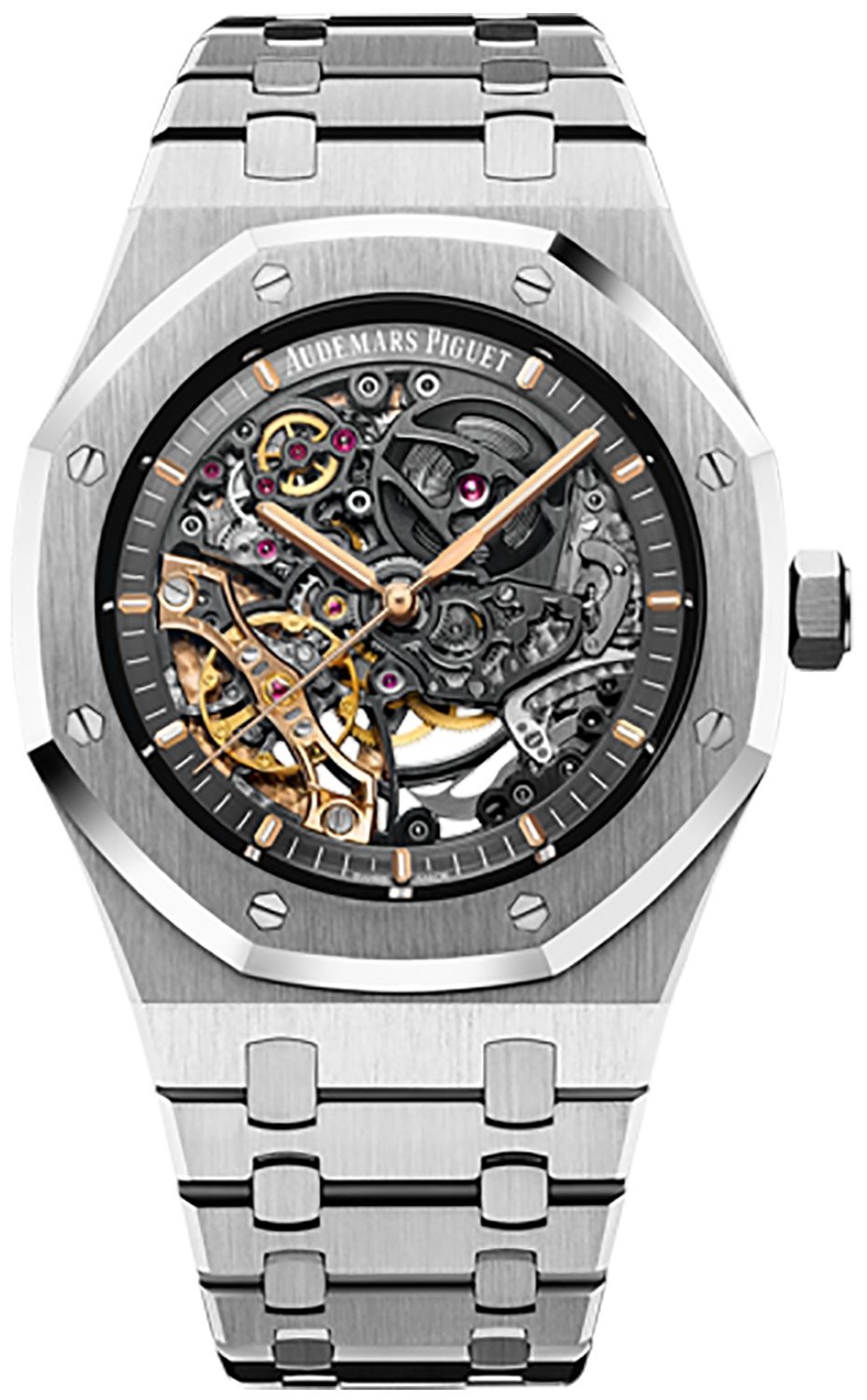 Audemars Piguet Royal Oak Double Balance Wheel Openwork/ Stainless Steel/ Skeleton Dial (Ref#15407ST.OO.1220ST.01) - WatchesOff5thWatch