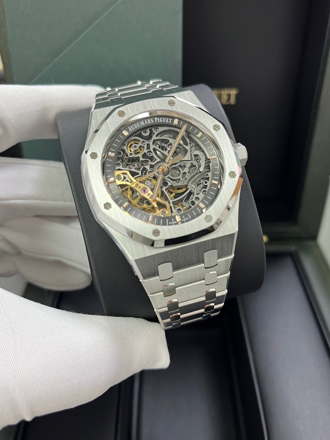 Audemars Piguet Royal Oak Double Balance Wheel Openwork/ Stainless Steel/ Skeleton Dial (Ref#15407ST.OO.1220ST.01) - WatchesOff5thWatch