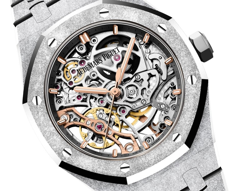 Audemars Piguet ROYAL OAK DOUBLE BALANCE WHEEL OPENWORKED Frosted Skeleton 37mm (Ref # 15466BC.GG.1259BC.01) - WatchesOff5th