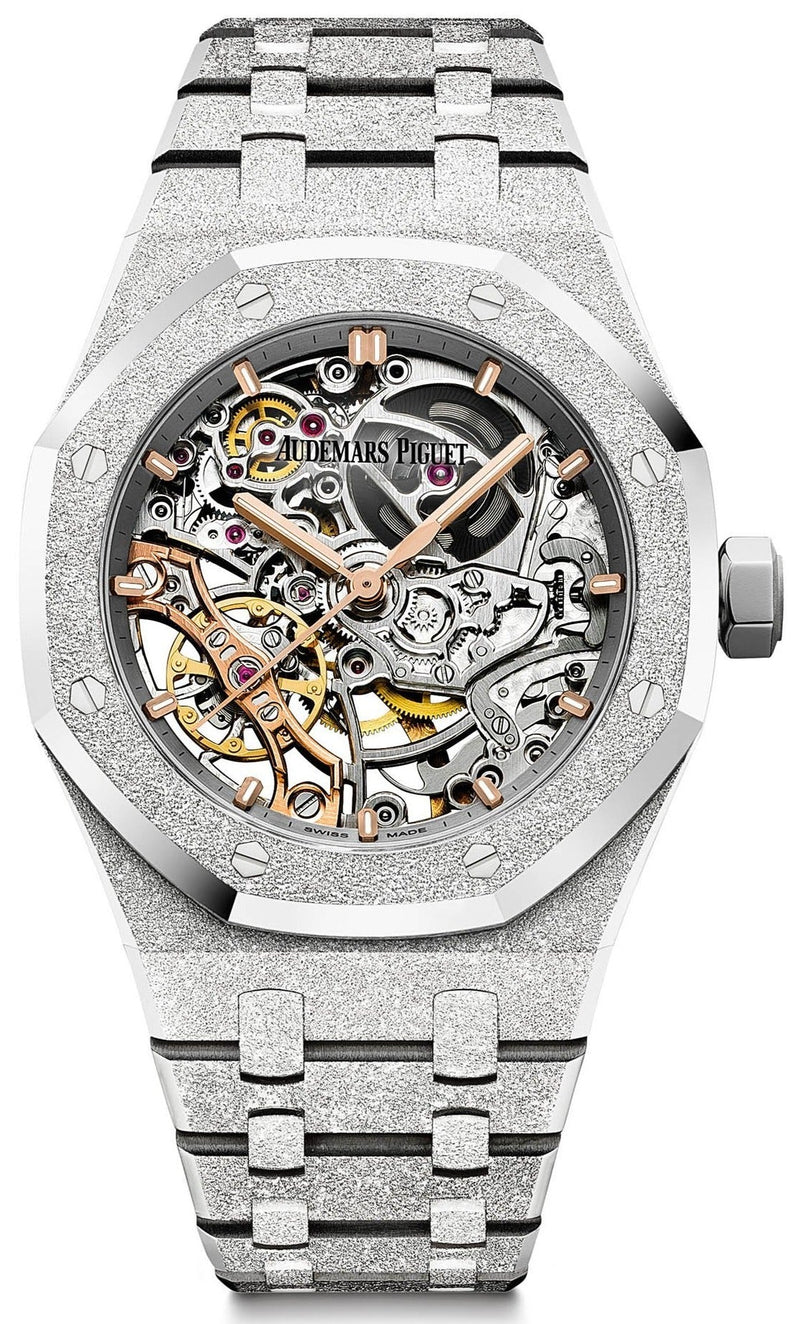 Audemars Piguet ROYAL OAK DOUBLE BALANCE WHEEL OPENWORKED Frosted Skeleton 37mm (Ref # 15466BC.GG.1259BC.01) - WatchesOff5th