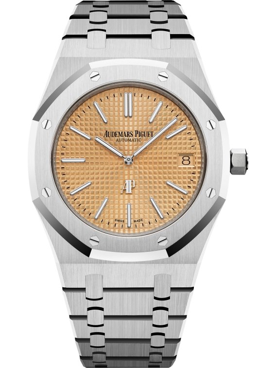 Audemars Piguet Royal Oak Jumbo 18K White Gold Extra Thin Salmon Dial 15202BC.OO.1240BC.01 - WatchesOff5th