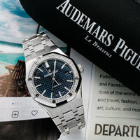 Thumbnail for Audemars Piguet Royal Oak Ladies Selfwinding / Blue Dial/ Diamond Bezel (Ref#15451ST.ZZ.1256ST.03) - WatchesOff5thWatch