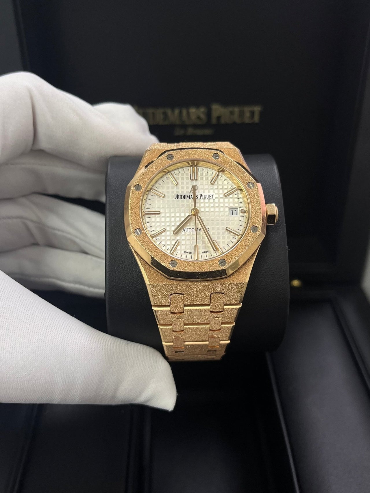 Audemars Piguet Royal Oak Lady Ladies 37mm Frosted Rose Gold White Dia WatchesOff5th