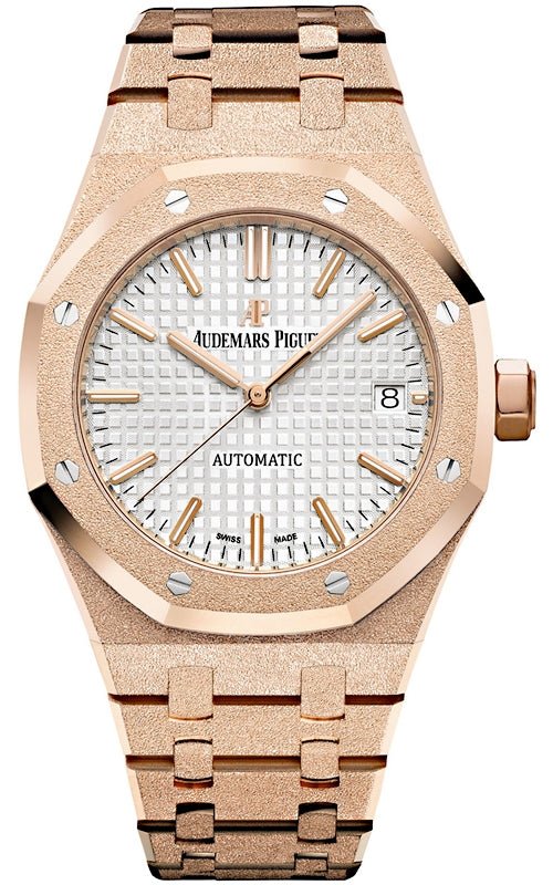 Audemars Piguet Royal Oak Lady Ladies 37mm Frosted Rose Gold White Dial 15454OR.GG.1259OR.01 - WatchesOff5thWatch