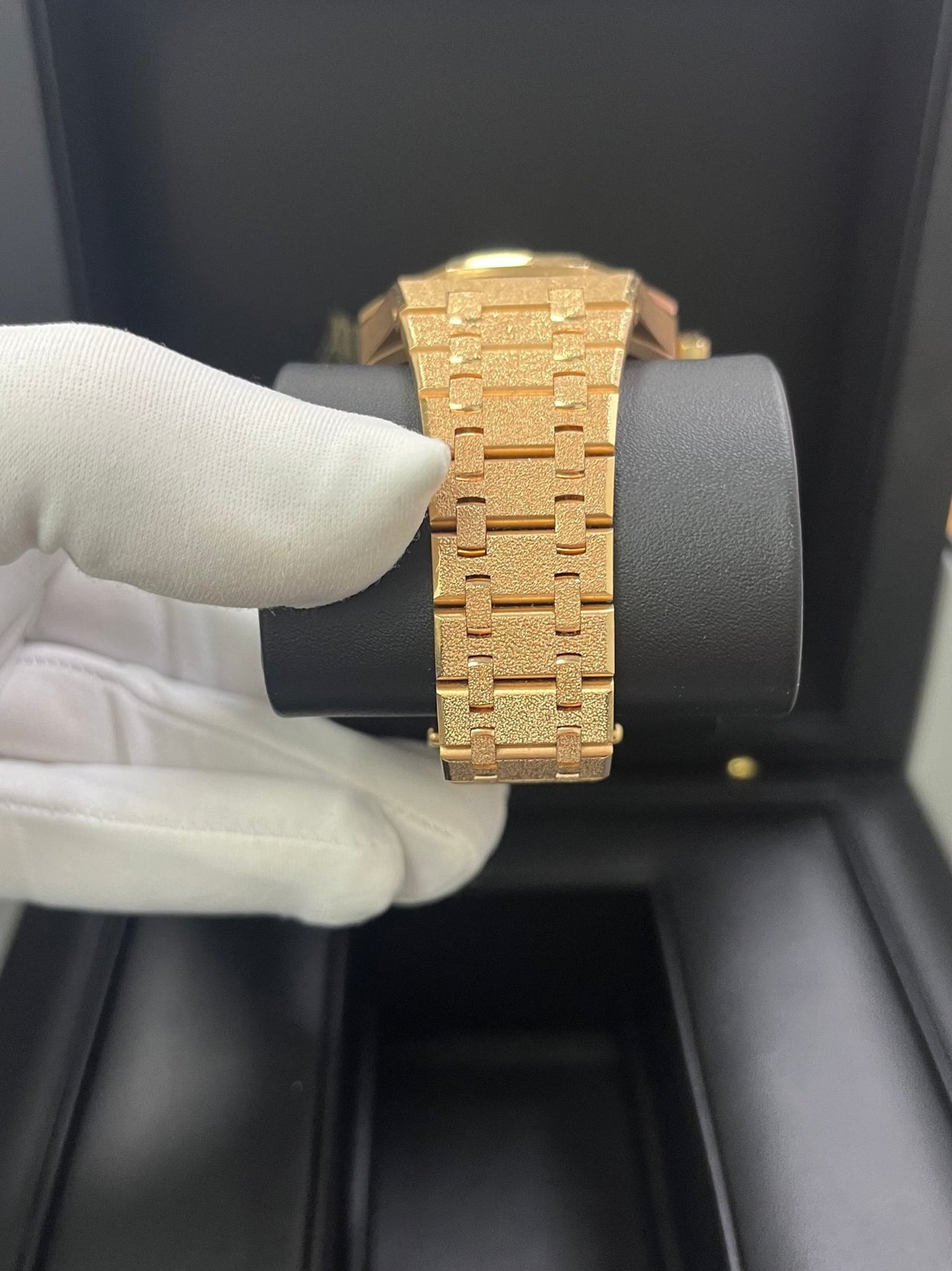 Audemars Piguet Royal Oak Lady Ladies 37mm Frosted Rose Gold White Dial 15454OR.GG.1259OR.01 - WatchesOff5thWatch