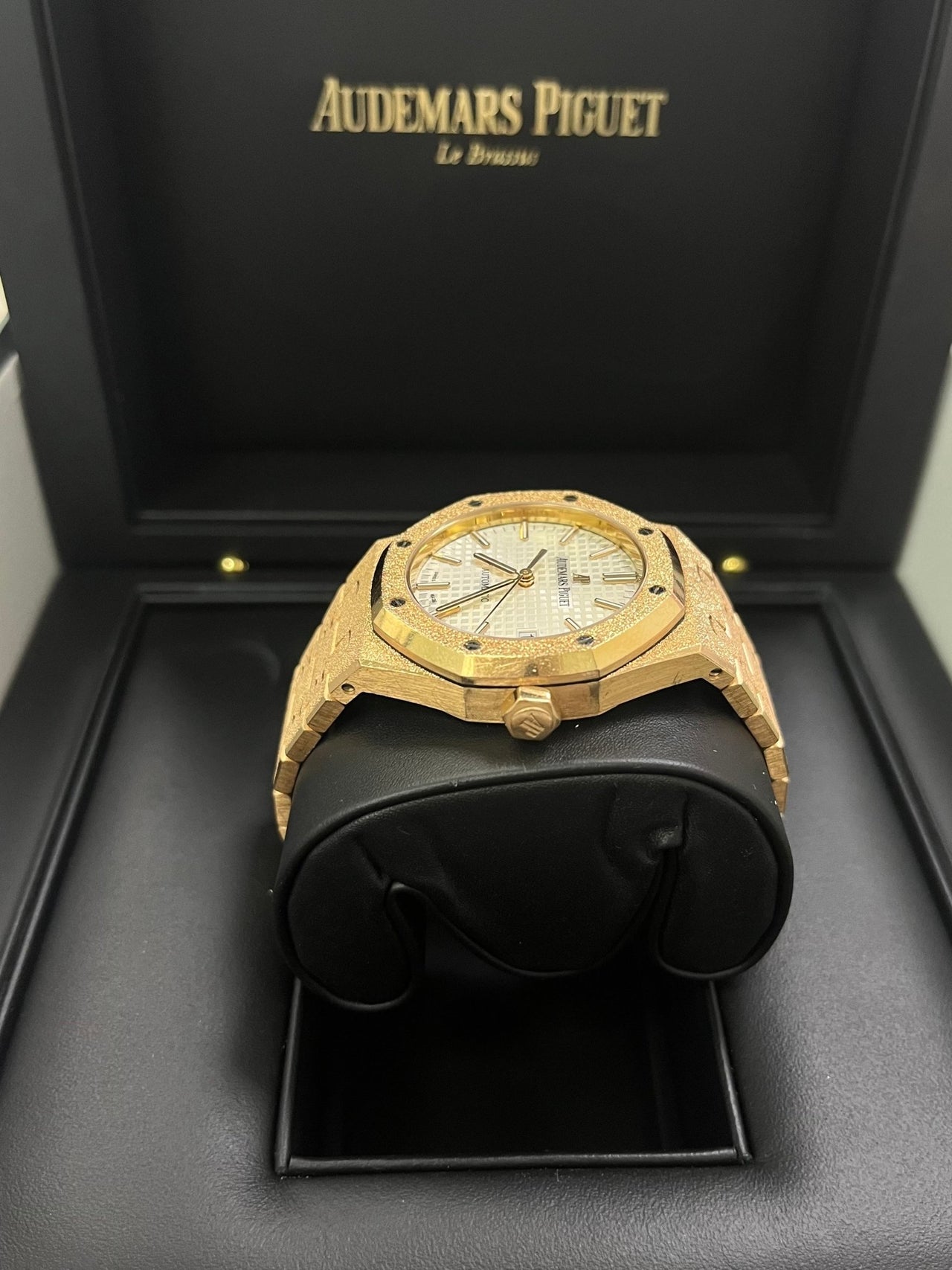 Audemars Piguet Royal Oak Lady Ladies 37mm Frosted Rose Gold White Dial 15454OR.GG.1259OR.01 - WatchesOff5thWatch