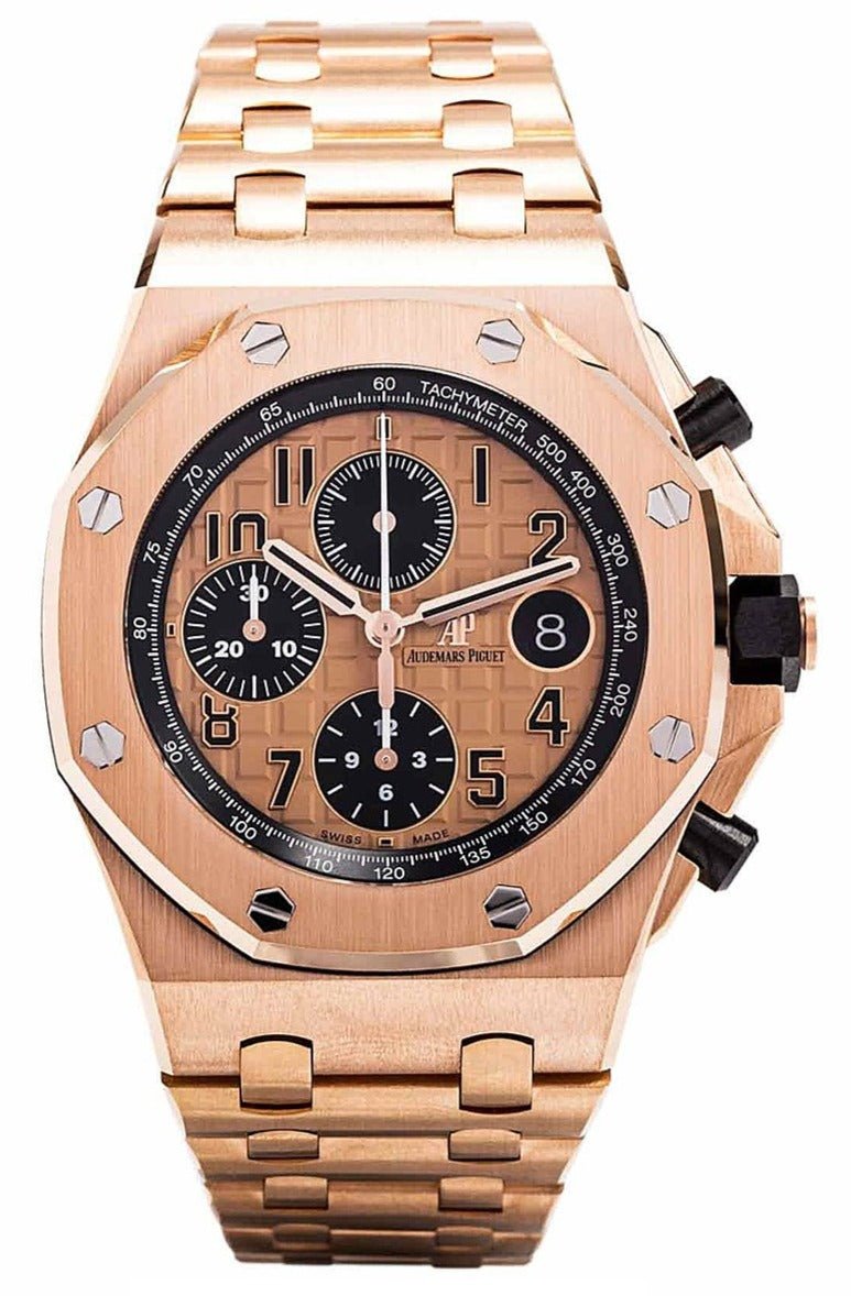 Audemars Piguet Royal Oak Offshore Selfwinding Chronograph / 18k Rose Gold/ Pink Toned Dial / Black Sub-Dials (Ref#26470OR.OO.1000OR.01) - WatchesOff5thWatch