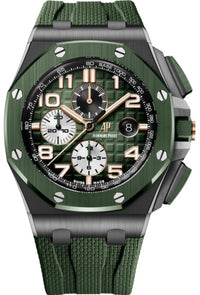 Thumbnail for Audemars Piguet Royal Oak Offshore Selfwinding Chronograph / Stainless Steel/ Green Strap/ Green Dial / White Sub-Dials/ Green Ceramic Bezel (Ref#26405CE.OO.A056CA.01) - WatchesOff5thWatch