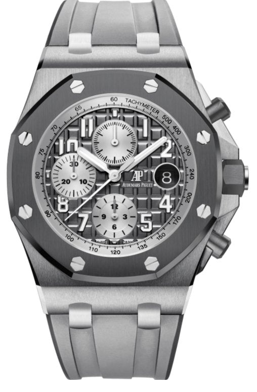 Audemars Piguet Royal Oak Offshore Selfwinding Chronograph/ Stainless Steel/ Grey Dial/ Silver Sub-Dials/ Grey Ceramic Bezel (Ref#26470IO.OO.A006CA.01) - WatchesOff5thWatch