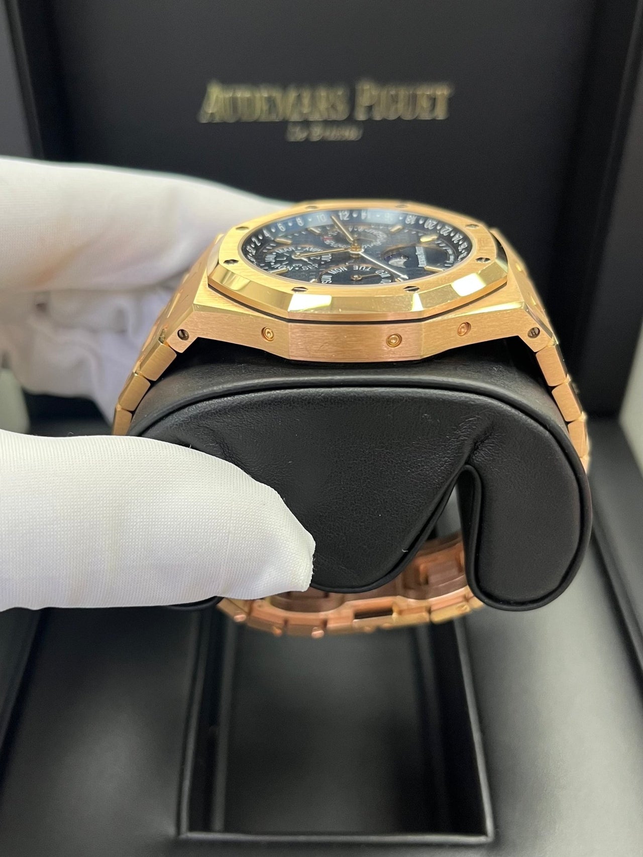 Audemars Piguet Royal Oak Perpetual Calendar/ 18k Rose Gold/ Blue Dial/ Blue Sub-Dials (Ref#26574OR.OO.1220OR.02) - WatchesOff5thWatch