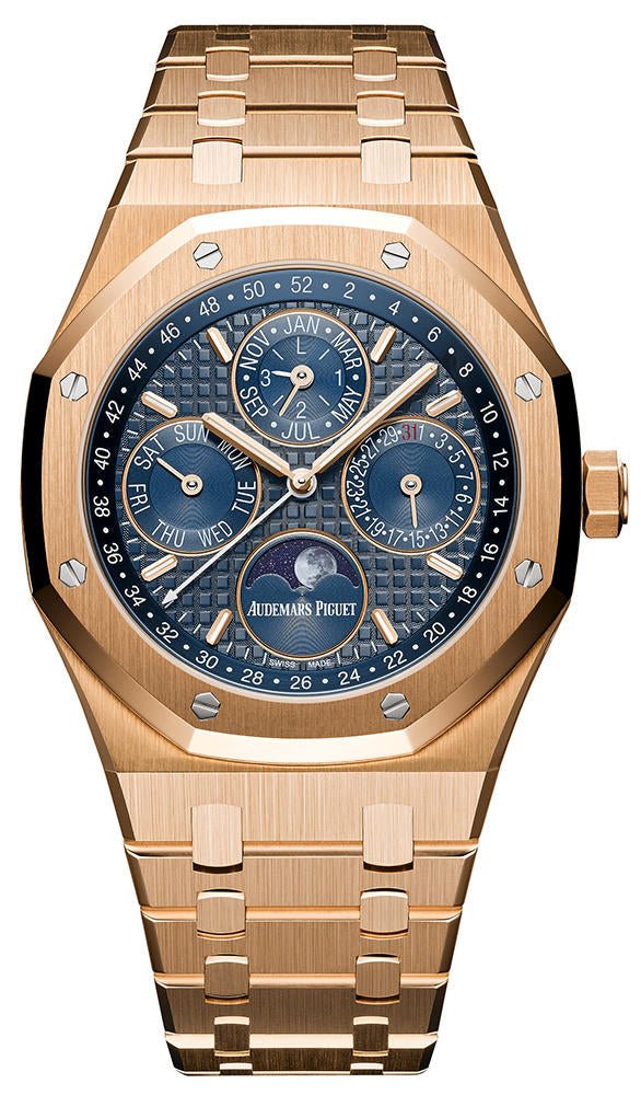 Audemars Piguet Royal Oak Perpetual Calendar/ 18k Rose Gold/ Blue Dial/ Blue Sub-Dials (Ref#26574OR.OO.1220OR.02) - WatchesOff5thWatch