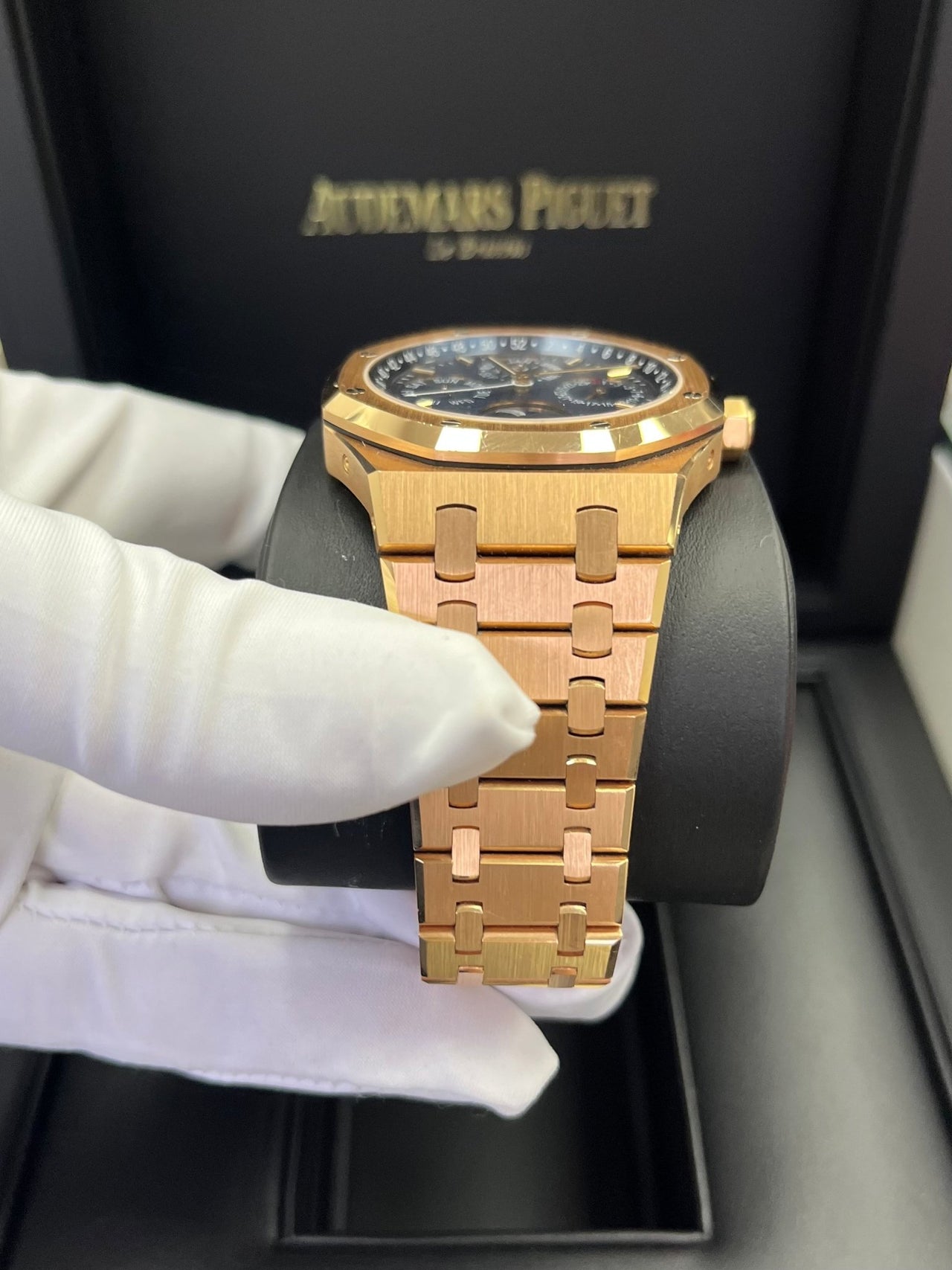 Audemars Piguet Royal Oak Perpetual Calendar/ 18k Rose Gold/ Blue Dial/ Blue Sub-Dials (Ref#26574OR.OO.1220OR.02) - WatchesOff5thWatch