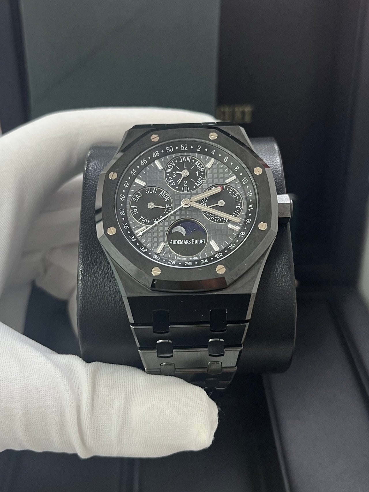 Audemars Piguet Royal Oak Perpetual Calendar/ Black Ceramic/ Black Dial/ Black Sub_Dials/ Black Ceramic Bezel (Ref#26579CE.OO.1225CE.01) - WatchesOff5thWatch