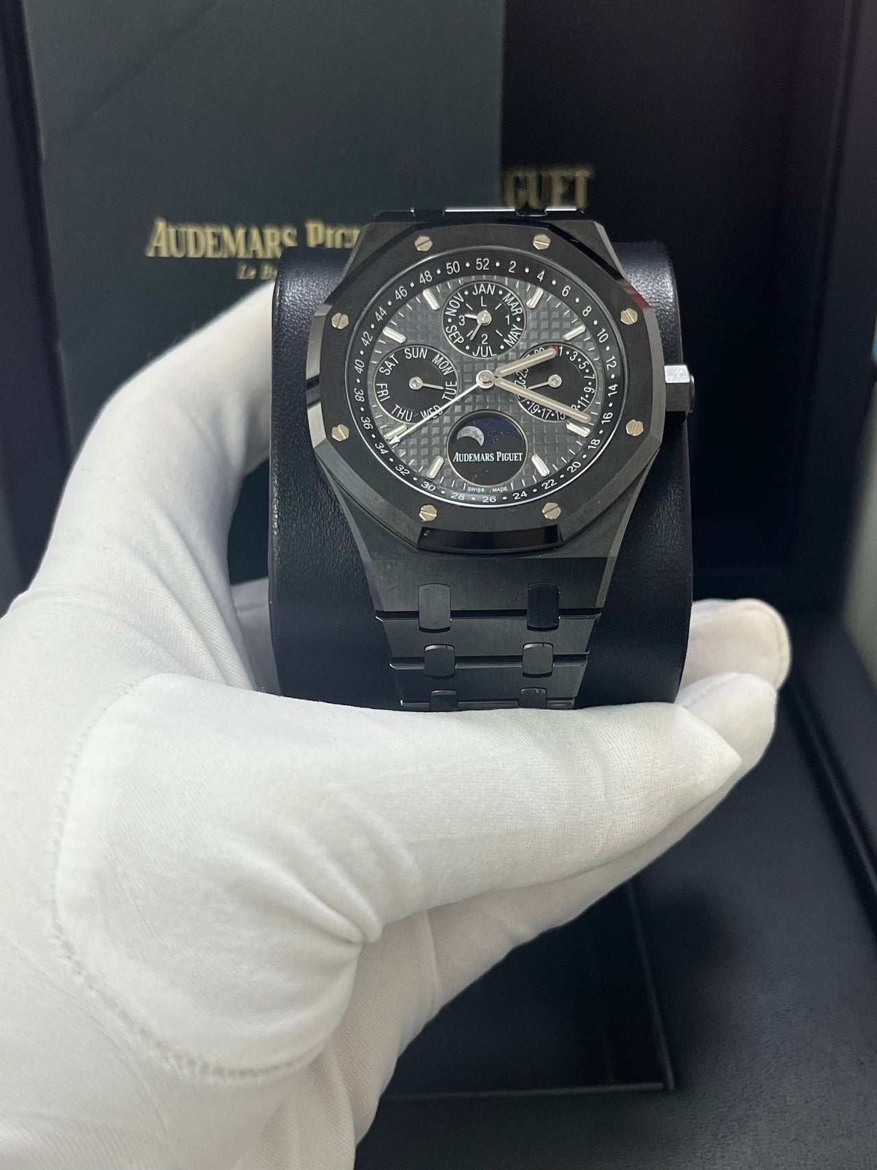 Audemars Piguet Royal Oak Perpetual Calendar/ Black Ceramic/ Black Dial/ Black Sub_Dials/ Black Ceramic Bezel (Ref#26579CE.OO.1225CE.01) - WatchesOff5thWatch