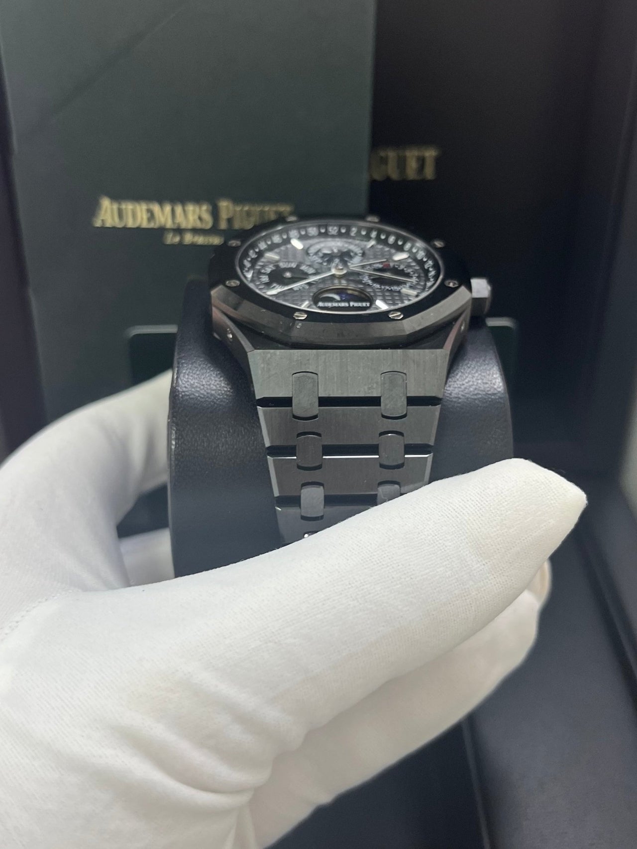 Audemars Piguet Royal Oak Perpetual Calendar/ Black Ceramic/ Black Dial/ Black Sub_Dials/ Black Ceramic Bezel (Ref#26579CE.OO.1225CE.01) - WatchesOff5thWatch