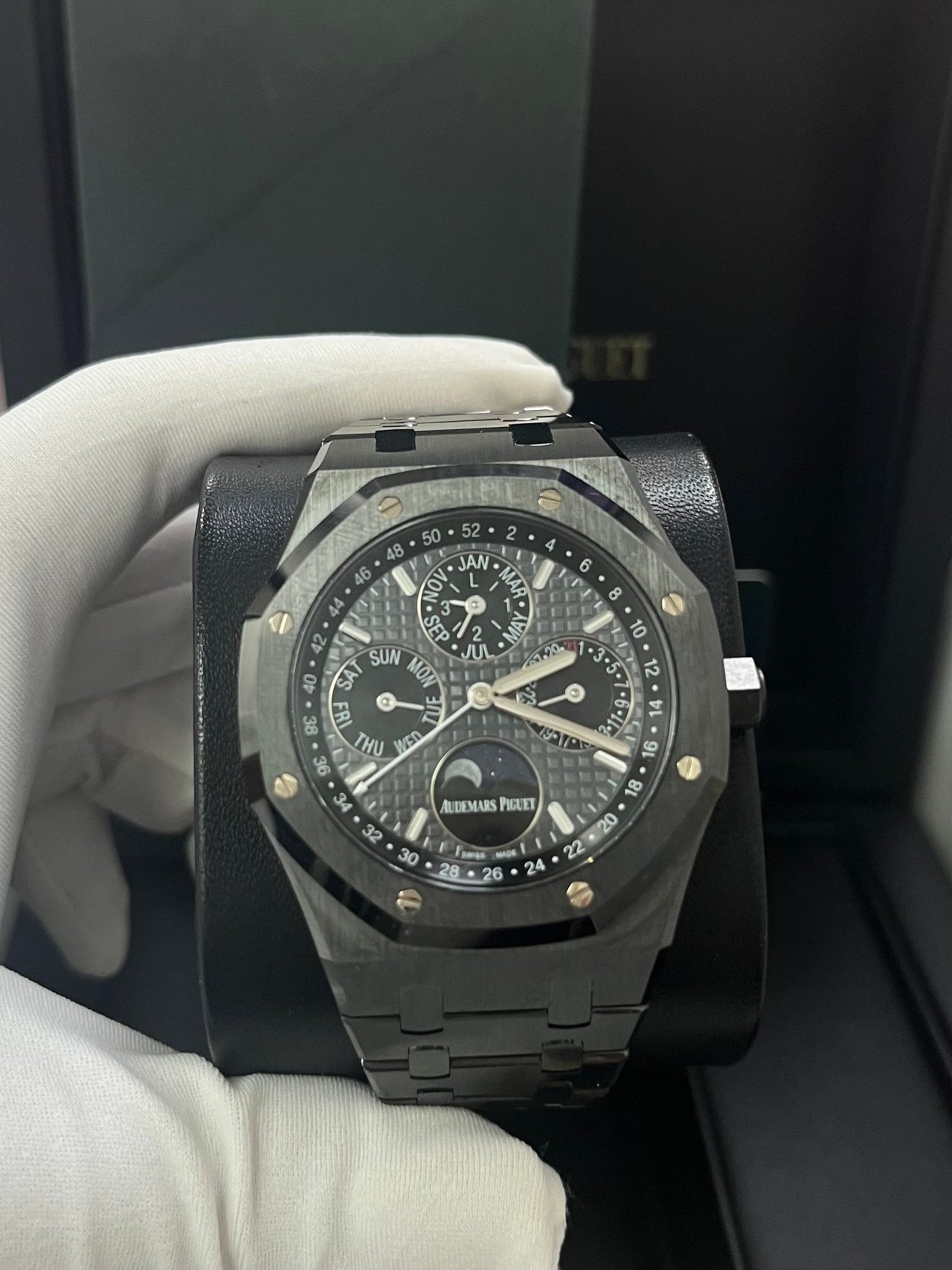 Audemars Piguet Royal Oak Perpetual Calendar/ Black Ceramic/ Black Dial/ Black Sub_Dials/ Black Ceramic Bezel (Ref#26579CE.OO.1225CE.01) - WatchesOff5thWatch