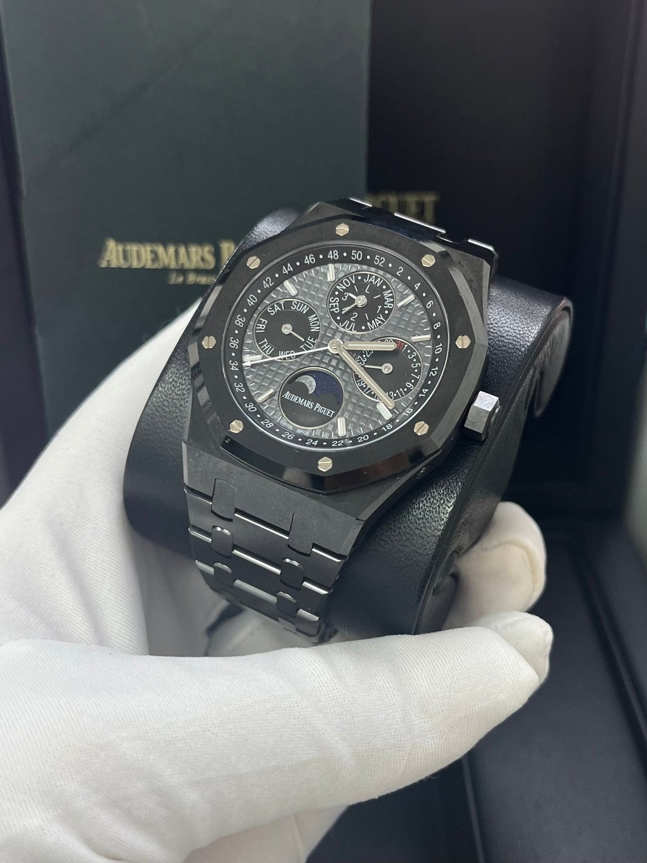 Audemars Piguet Royal Oak Perpetual Calendar/ Black Ceramic/ Black Dial/ Black Sub_Dials/ Black Ceramic Bezel (Ref#26579CE.OO.1225CE.01) - WatchesOff5thWatch