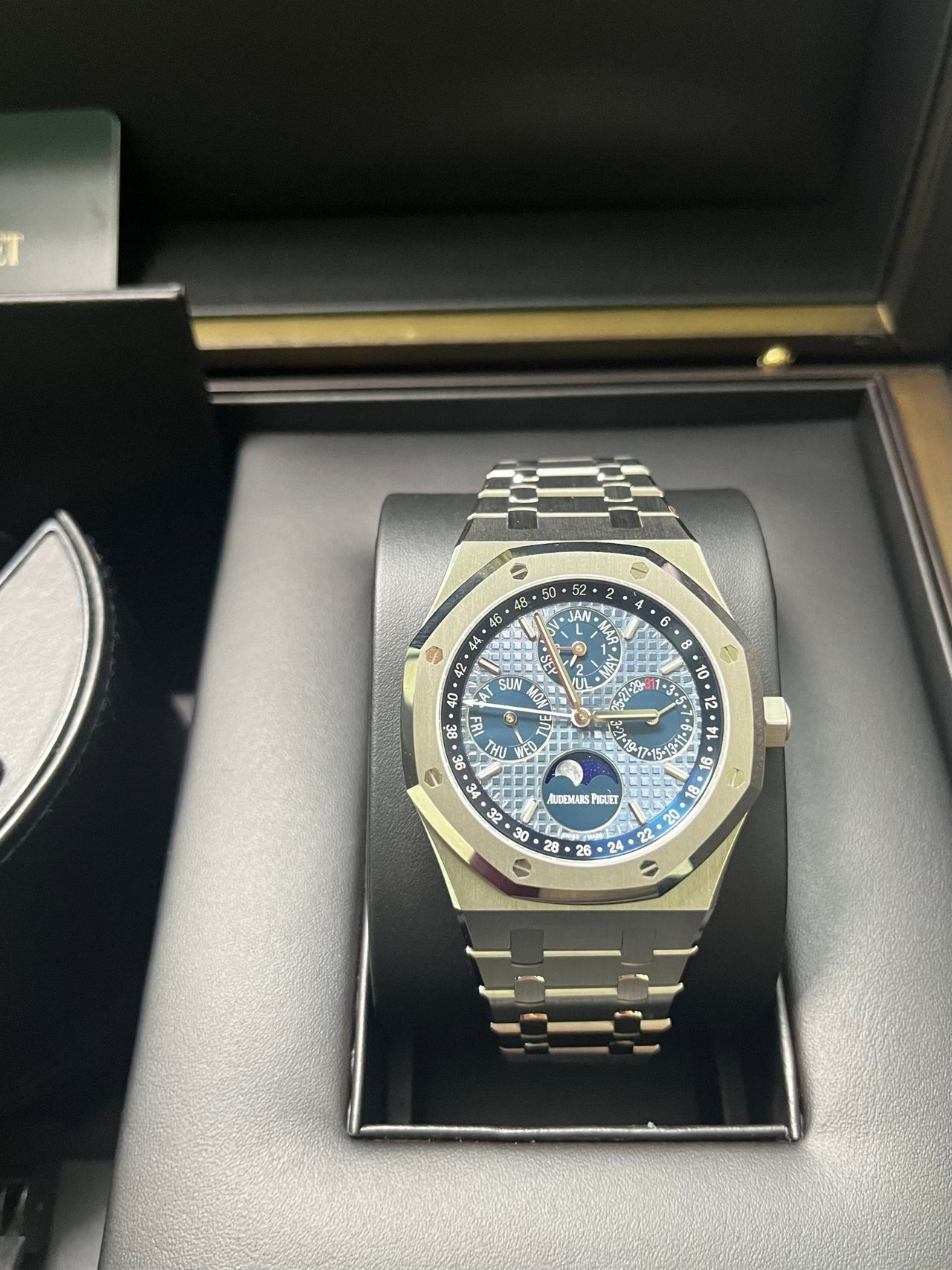 Audemars Piguet Royal Oak Perpetual Calendar Blue Dial Steel 41mm Reference 26574ST.OO.1220ST.03 - WatchesOff5thWatch