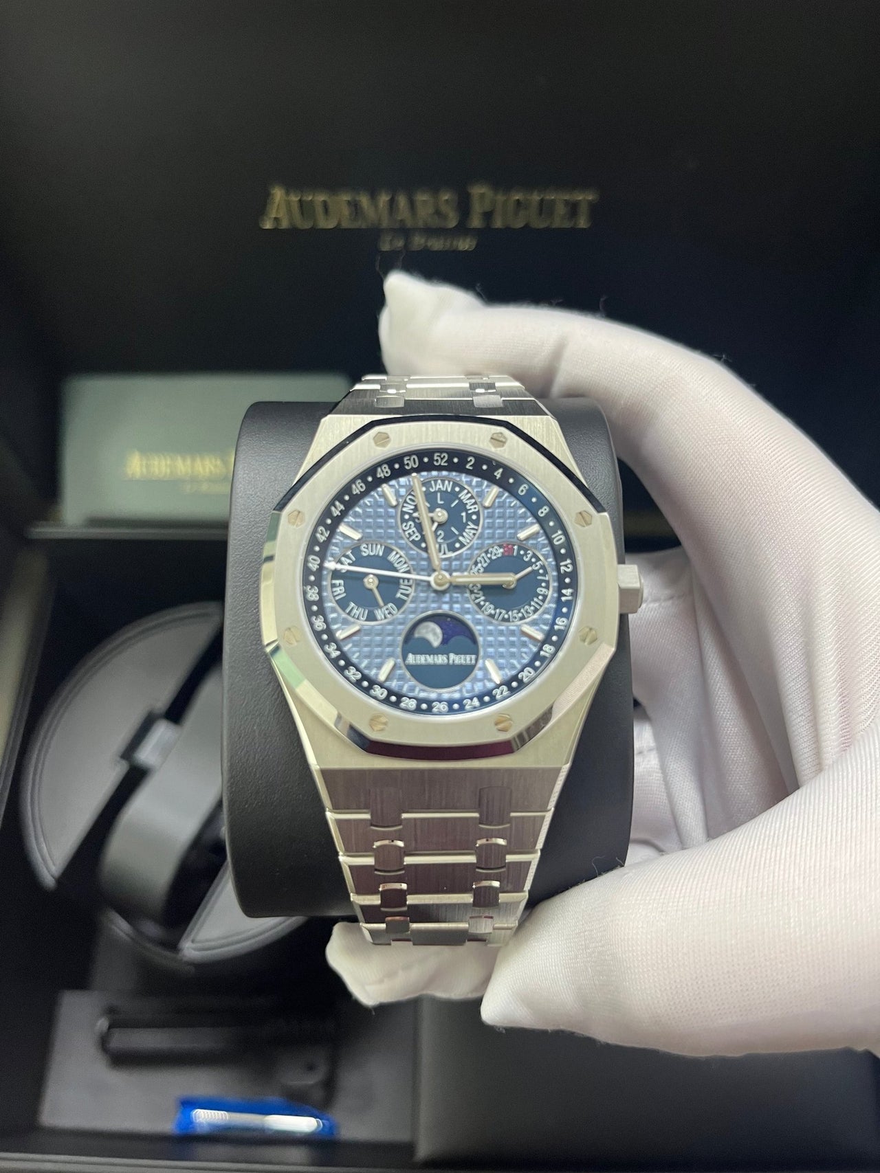 Audemars Piguet Royal Oak Perpetual Calendar Blue Dial Steel 41mm Reference 26574ST.OO.1220ST.03 - WatchesOff5thWatch