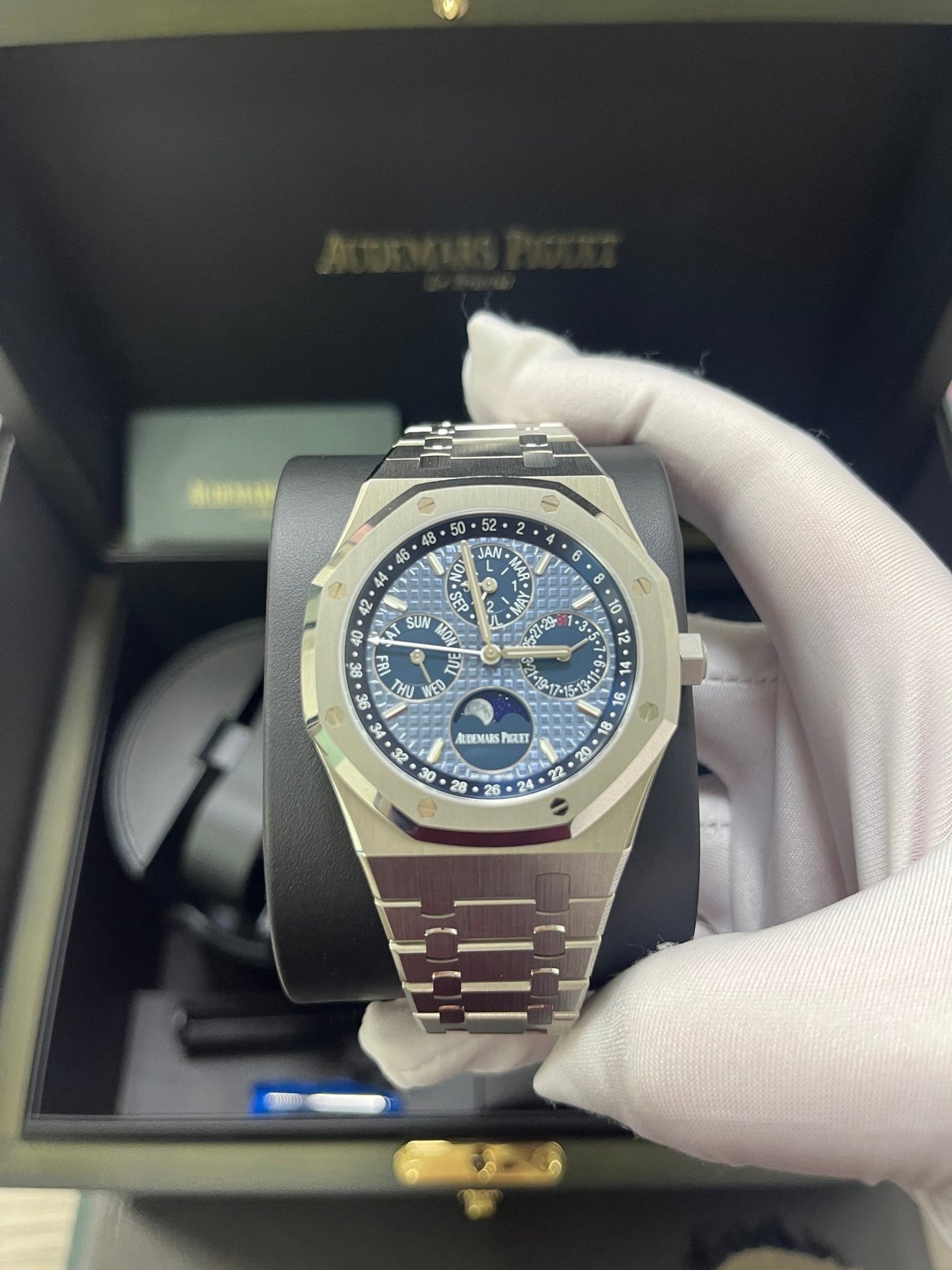 Audemars Piguet Royal Oak Perpetual Calendar Blue Dial Steel 41mm Reference 26574ST.OO.1220ST.03 - WatchesOff5thWatch