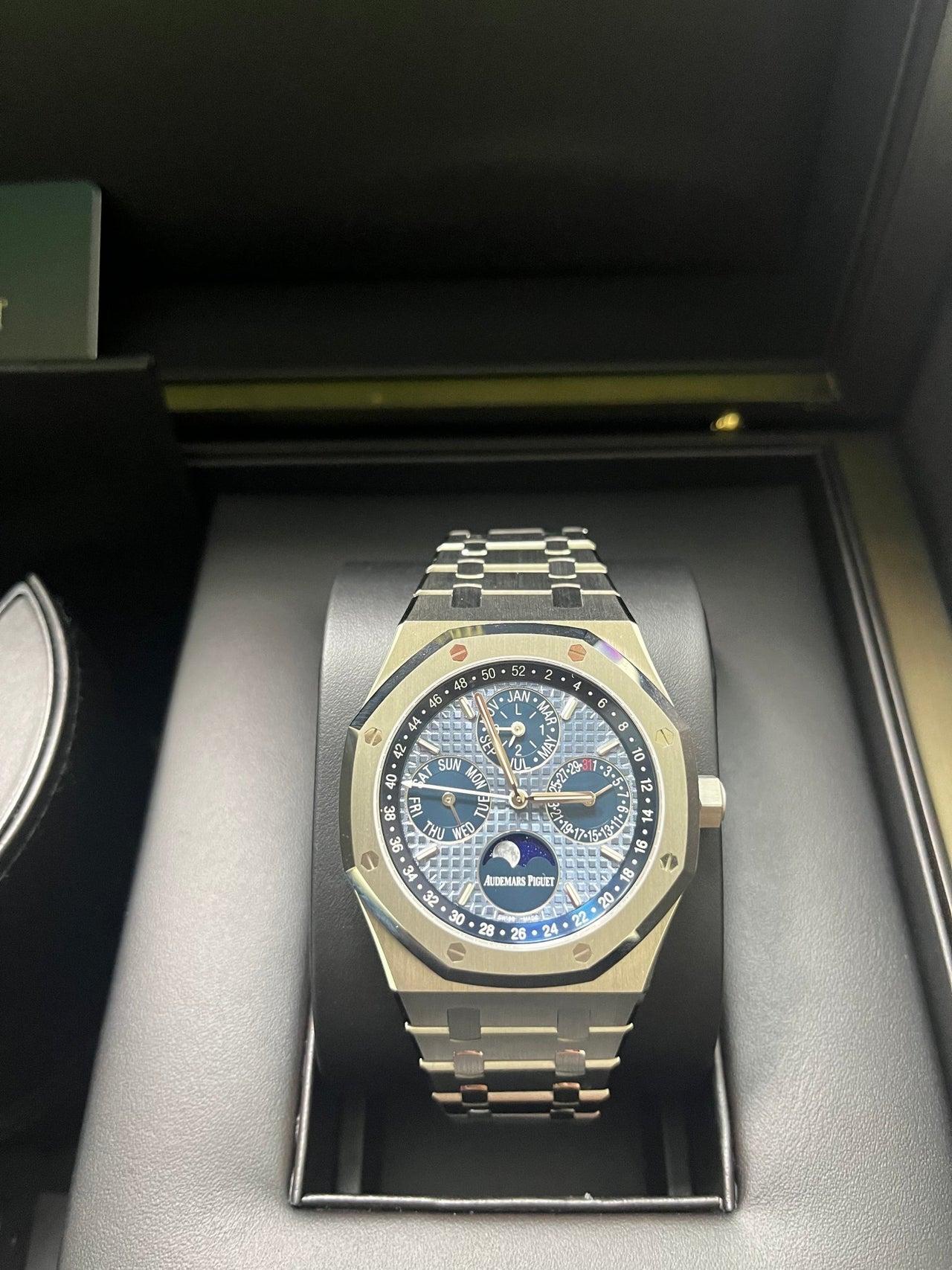 Audemars Piguet Royal Oak Perpetual Calendar Blue Dial Steel 41mm Reference 26574ST.OO.1220ST.03 - WatchesOff5thWatch