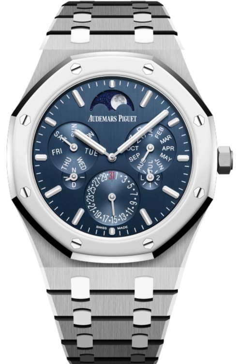 Audemars Piguet Royal Oak Perpetual Calendar Ultra Thin/ Titanium/ Blue Dial/ Blue Sub-Dials (Ref#26586IP.OO.1240IP.01) - WatchesOff5thWatch