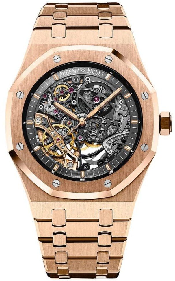 Audemars Piguet Royal Oak Rose Gold 41mm Double Balance Wheel Openwork Skeleton (Ref # 15407OR.OO.1220OR.01) - WatchesOff5thWatch