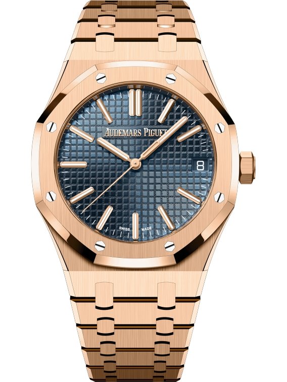 Audemars Piguet Royal Oak Selfwinding 2023 Release ROYAL OAK SELFWINDING Rose Gold Blue Dial 41mm 15510OR.OO.1320OR.03 - WatchesOff5thWatch