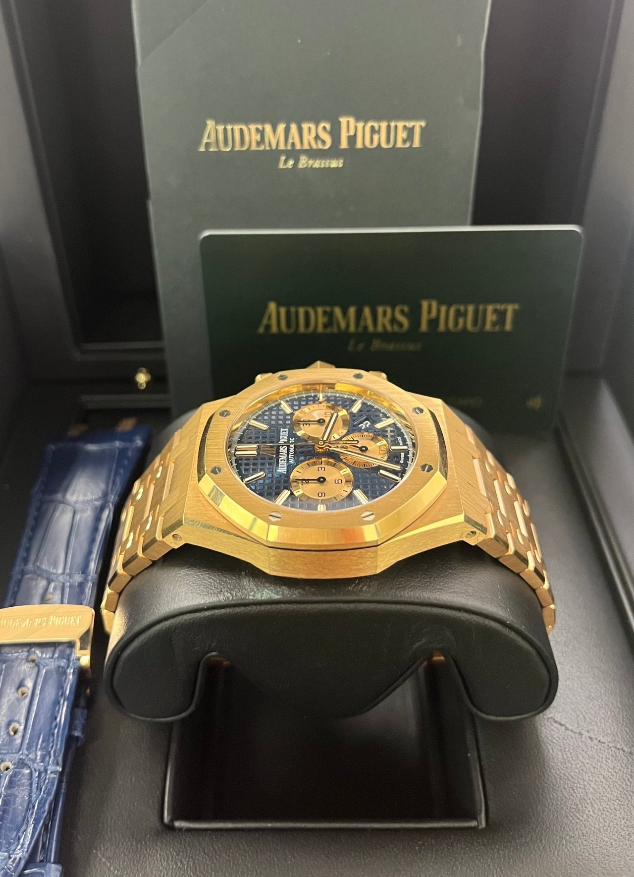 Audemars Piguet Royal Oak Selfwinding Chronograph/ 18k Rose Gold/ Blue Dial/ Pink Sub-Dials (Ref#26331OR.OO.1220OR.01) - WatchesOff5thWatch