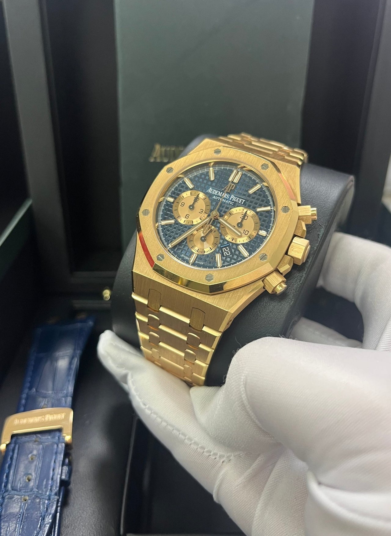 Audemars Piguet Royal Oak Selfwinding Chronograph/ 18k Rose Gold/ Blue Dial/ Pink Sub-Dials (Ref#26331OR.OO.1220OR.01) - WatchesOff5thWatch