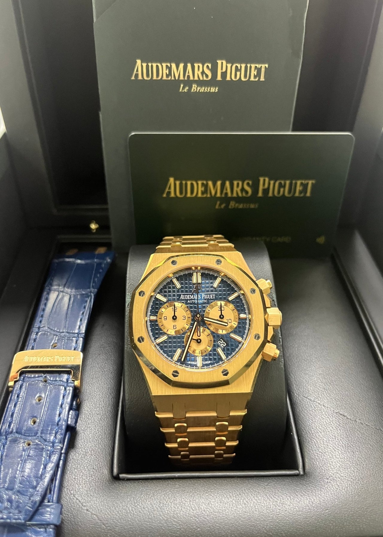 Audemars Piguet Royal Oak Selfwinding Chronograph/ 18k Rose Gold/ Blue Dial/ Pink Sub-Dials (Ref#26331OR.OO.1220OR.01) - WatchesOff5thWatch