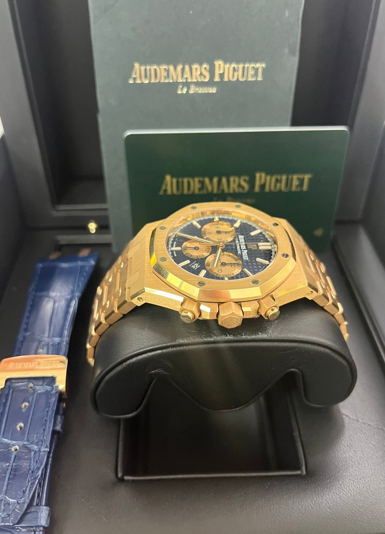 Audemars Piguet Royal Oak Selfwinding Chronograph/ 18k Rose Gold/ Blue Dial/ Pink Sub-Dials (Ref#26331OR.OO.1220OR.01) - WatchesOff5thWatch