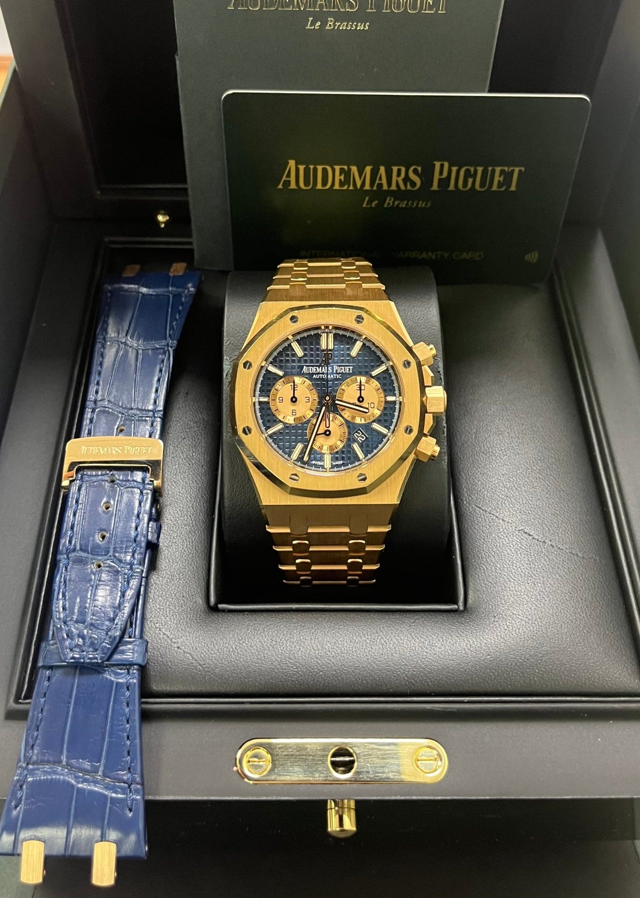 Audemars Piguet Royal Oak Selfwinding Chronograph/ 18k Rose Gold/ Blue Dial/ Pink Sub-Dials (Ref#26331OR.OO.1220OR.01) - WatchesOff5thWatch