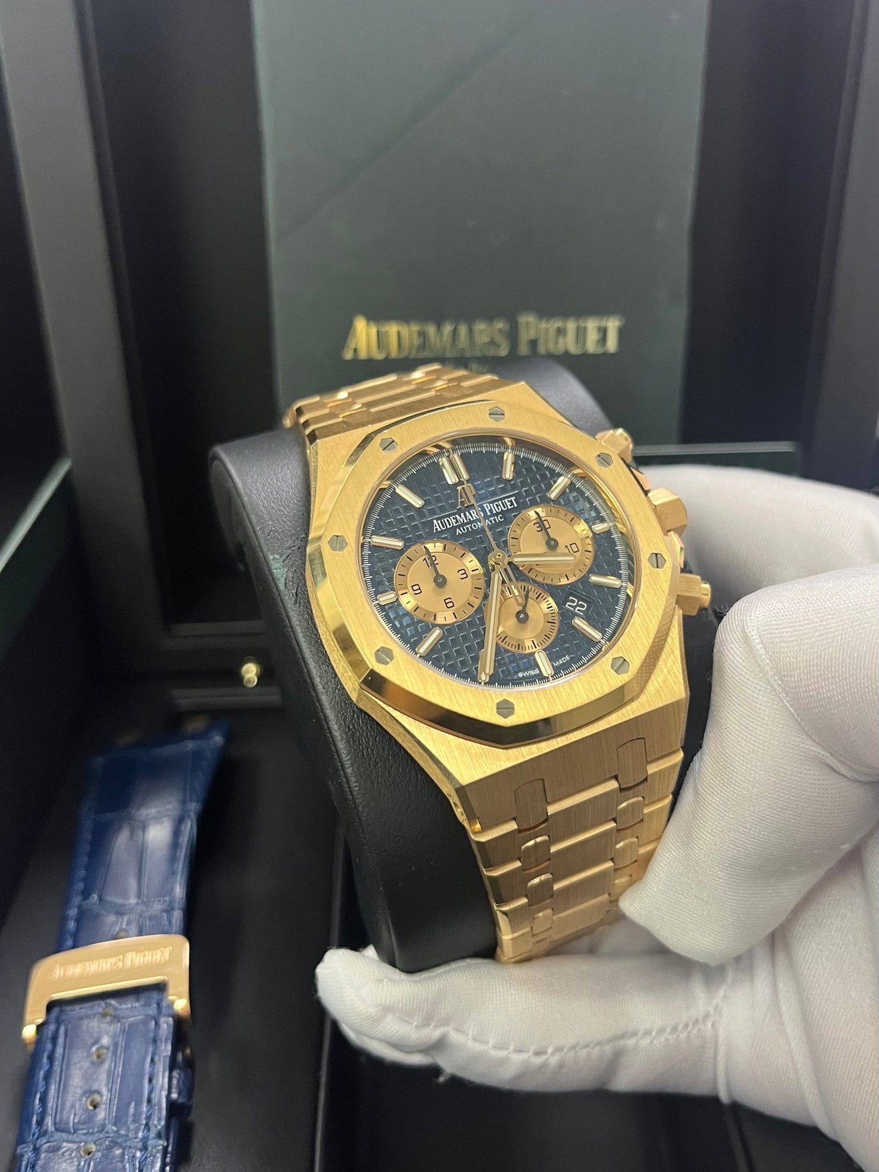 Audemars Piguet Royal Oak Selfwinding Chronograph/ 18k Rose Gold/ Blue Dial/ Pink Sub-Dials (Ref#26331OR.OO.1220OR.01) - WatchesOff5thWatch