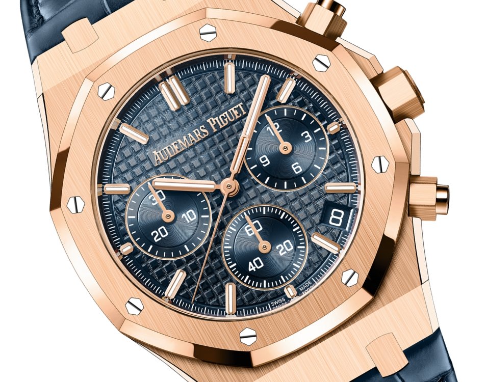 Audemars Piguet ROYAL OAK SELFWINDING CHRONOGRAPH “50TH ANNIVERSARY” BLUE STRAP BLUE DIAL (Ref # 26240OR.OO.D315CR.01) - WatchesOff5thWatches