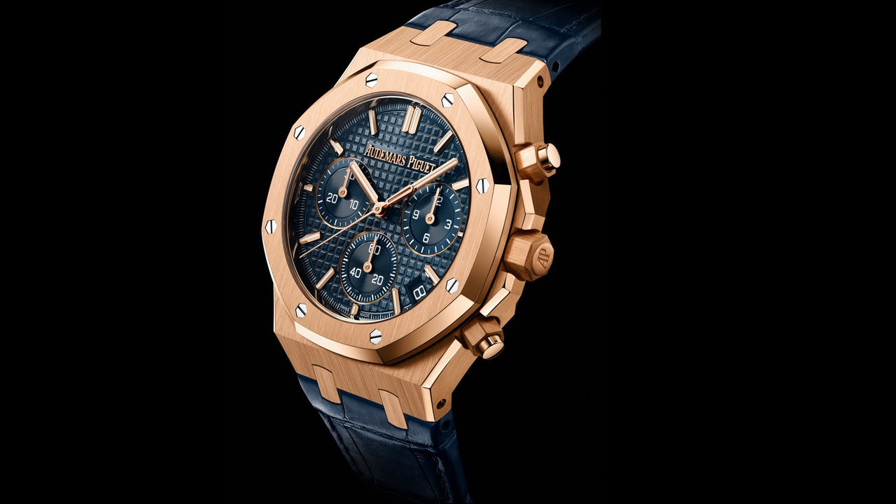 Audemars Piguet ROYAL OAK SELFWINDING CHRONOGRAPH “50TH ANNIVERSARY” BLUE STRAP BLUE DIAL (Ref # 26240OR.OO.D315CR.01) - WatchesOff5thWatches