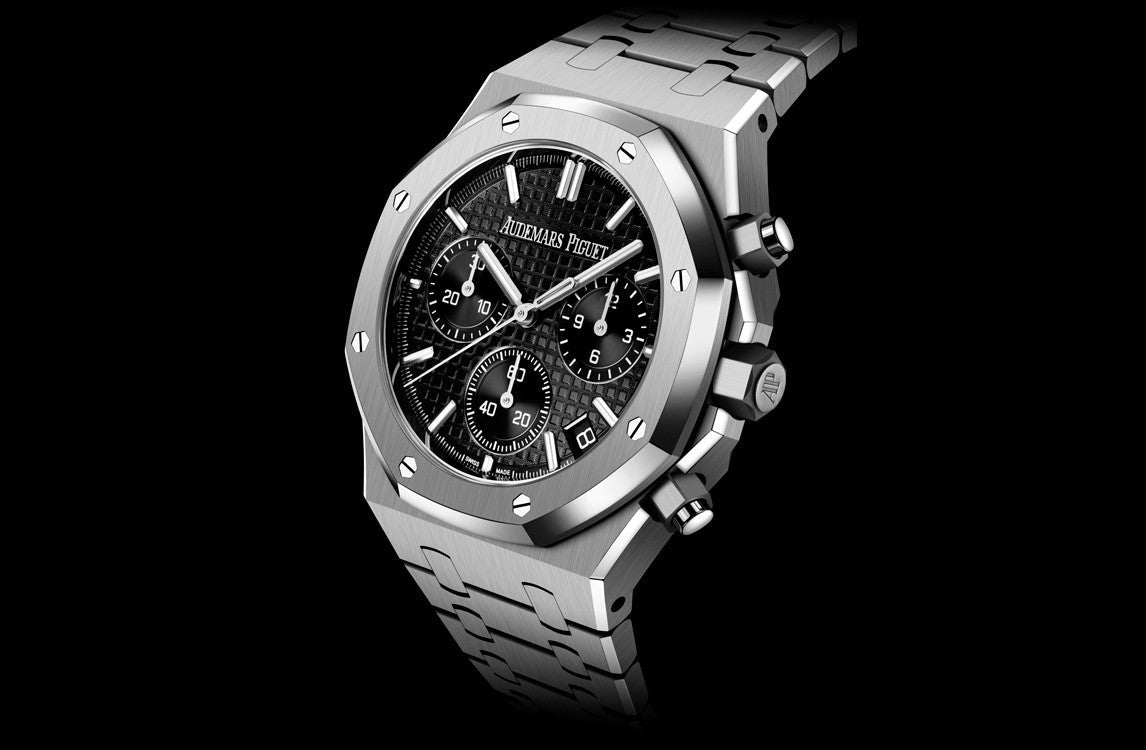 Audemars Piguet ROYAL OAK SELFWINDING CHRONOGRAPH “50TH ANNIVERSARY” STEEL BRACELET BLACK DIAL (Ref # 26240ST.OO.1320ST.02) - WatchesOff5thWatches