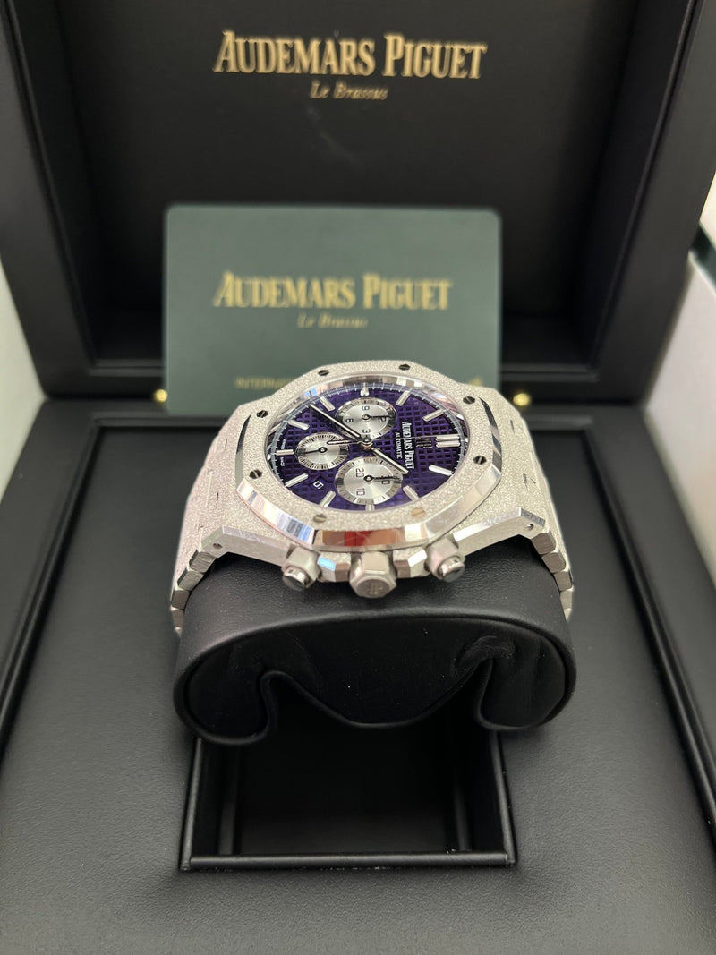 Audemars Piguet Royal Oak Selfwinding Chronograph Frosted White Gold Purple Dial LIMITED EDITION OF 200 (Ref # 26331BC.GG.1224BC.01) - WatchesOff5th