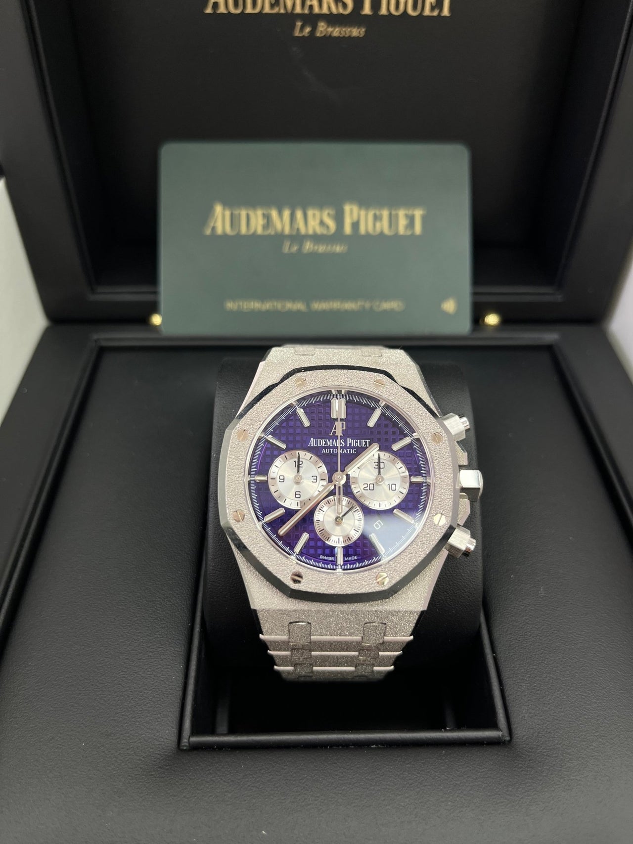 Audemars Piguet Royal Oak Selfwinding Chronograph Frosted White Gold Purple Dial LIMITED EDITION OF 200 (Ref # 26331BC.GG.1224BC.01) - WatchesOff5th