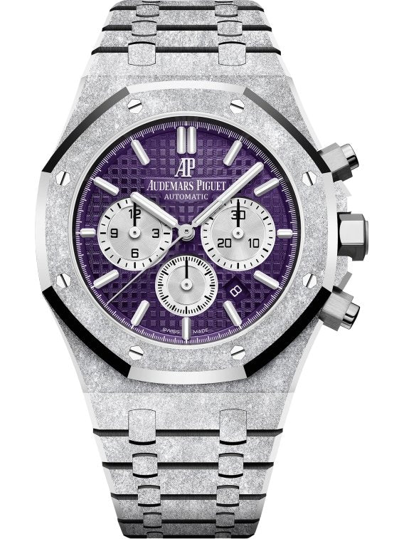 Audemars Piguet Royal Oak Selfwinding Chronograph Frosted White Gold Purple Dial LIMITED EDITION OF 200 (Ref # 26331BC.GG.1224BC.01) - WatchesOff5th