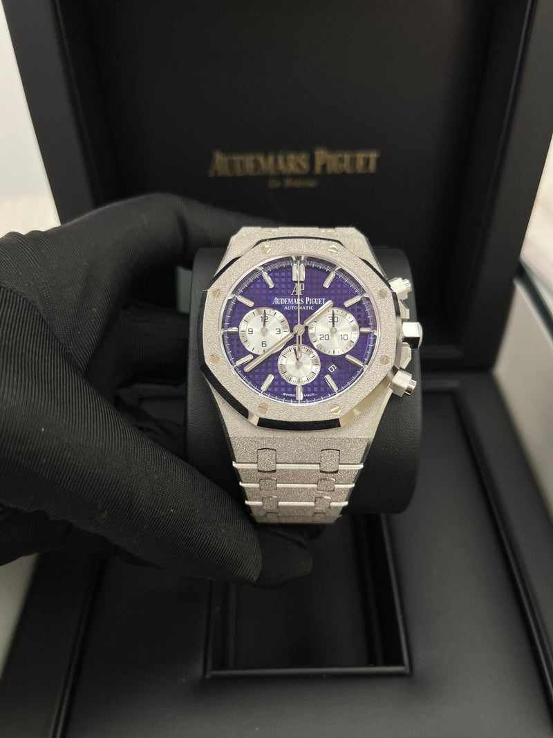 Audemars Piguet Royal Oak Selfwinding Chronograph Frosted White Gold Purple Dial LIMITED EDITION OF 200 (Ref # 26331BC.GG.1224BC.01) - WatchesOff5th