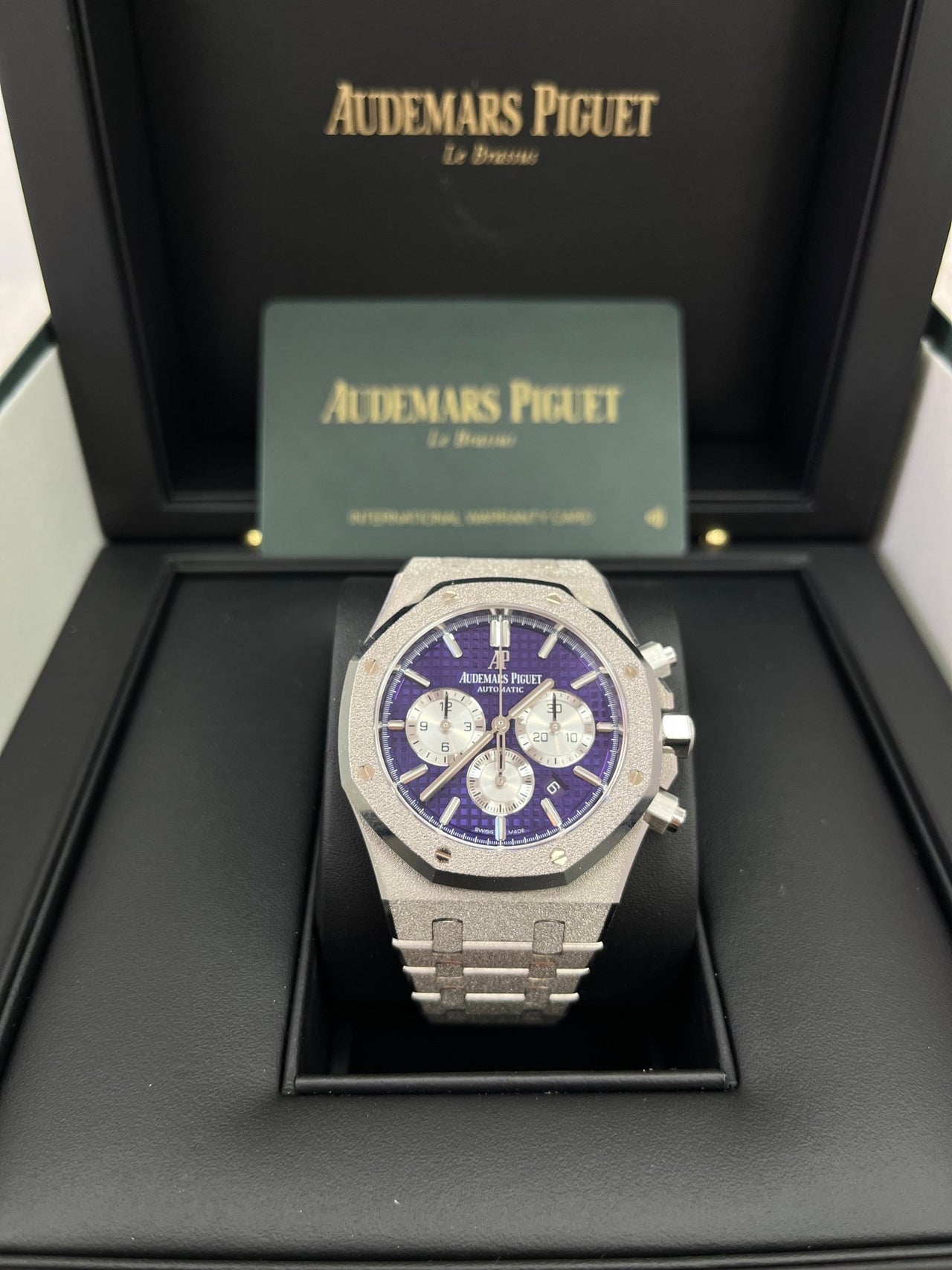 Audemars Piguet Royal Oak Selfwinding Chronograph Frosted White Gold Purple Dial LIMITED EDITION OF 200 (Ref # 26331BC.GG.1224BC.01) - WatchesOff5th