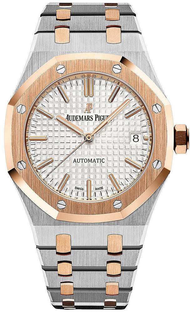 Audemars Piguet Royal Oak Selfwinding Rose Gold and Steel White Dial 37mm Ladies Watch (Reference #15450SR.OO.1256SR.01) - WatchesOff5th