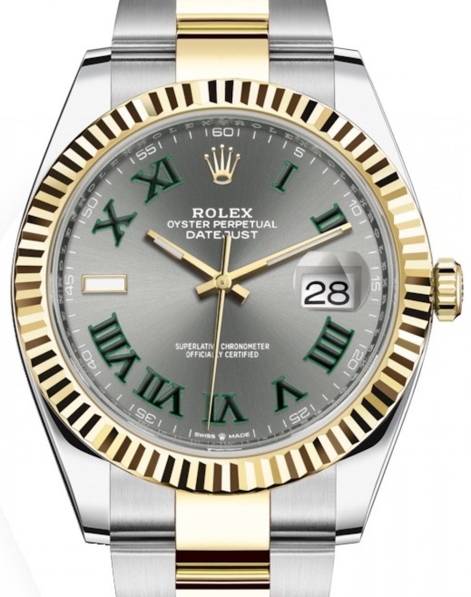 Datejust 41mm Wimbledon Two Tone Yellow Gold/Steel Oyster Bracelet Fluted Bezel (Ref 126333) - WatchesOff5thWatch