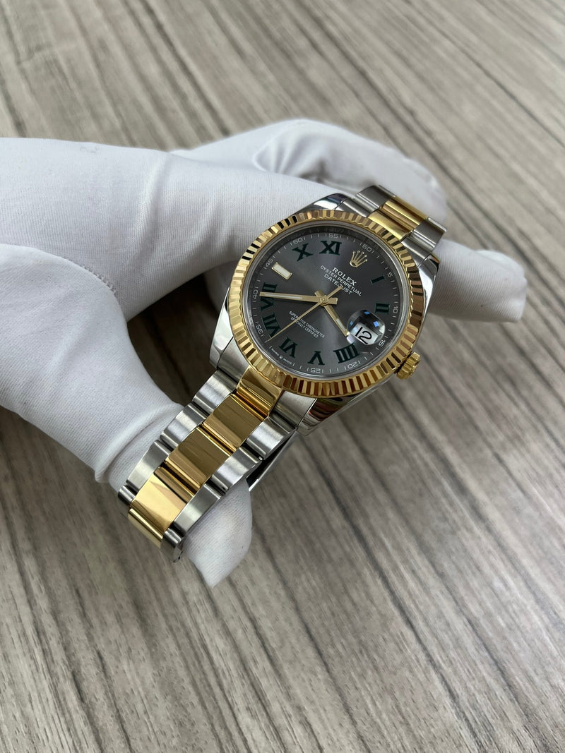 Datejust 41mm Wimbledon Two Tone Yellow Gold/Steel Oyster Bracelet Fluted Bezel (Ref 126333) Naked - WatchesOff5thWatch