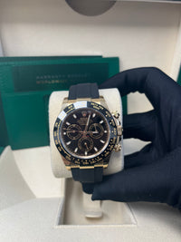 Thumbnail for Rolex Daytona Yellow Gold Daytona 40 Watch - Black Index Dial - Black Oysterflex Strap 116518LN