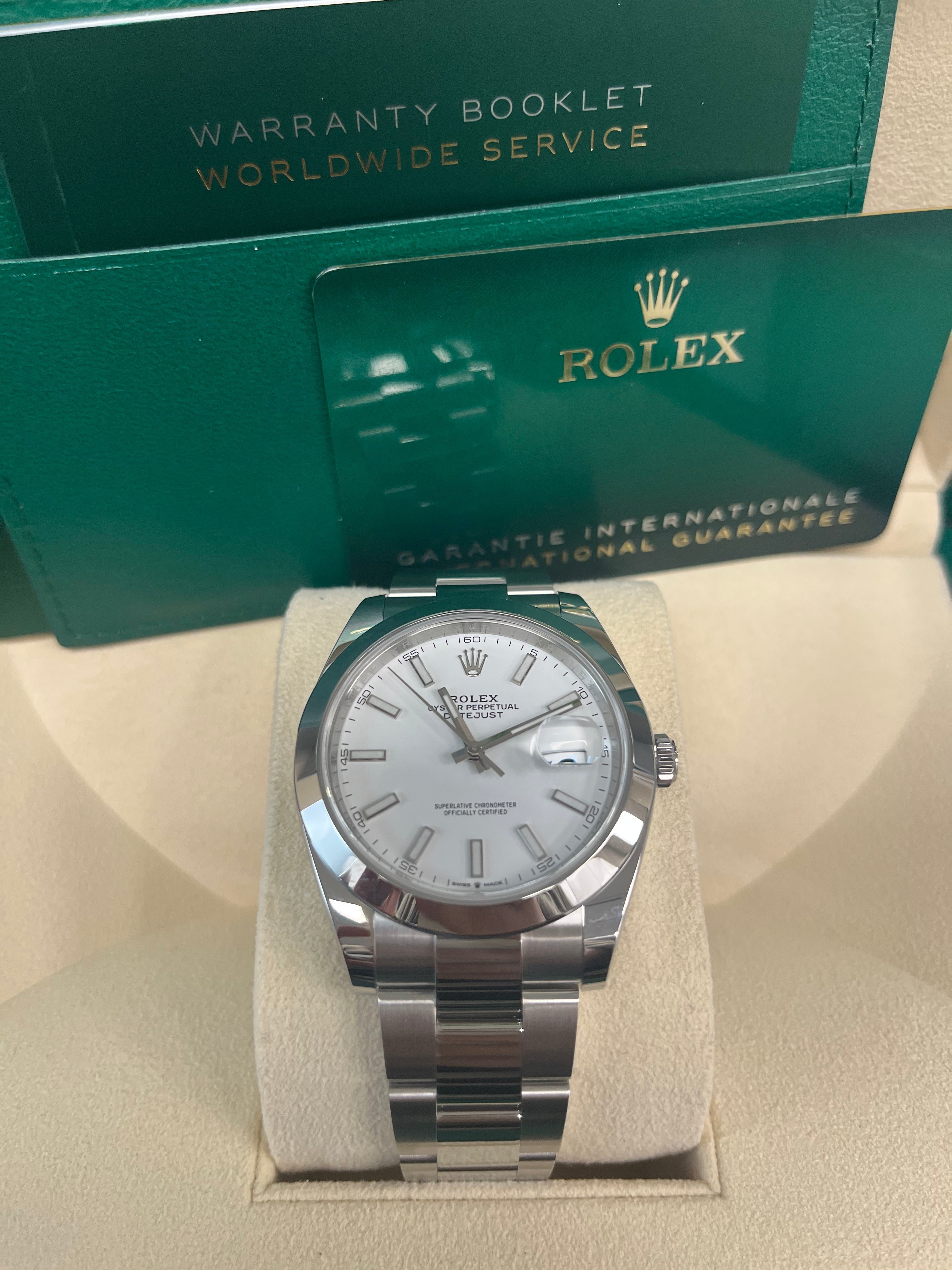 Rolex Datejust 41mm Oyster Bracelet Steel White Index Dial Reference # 126300