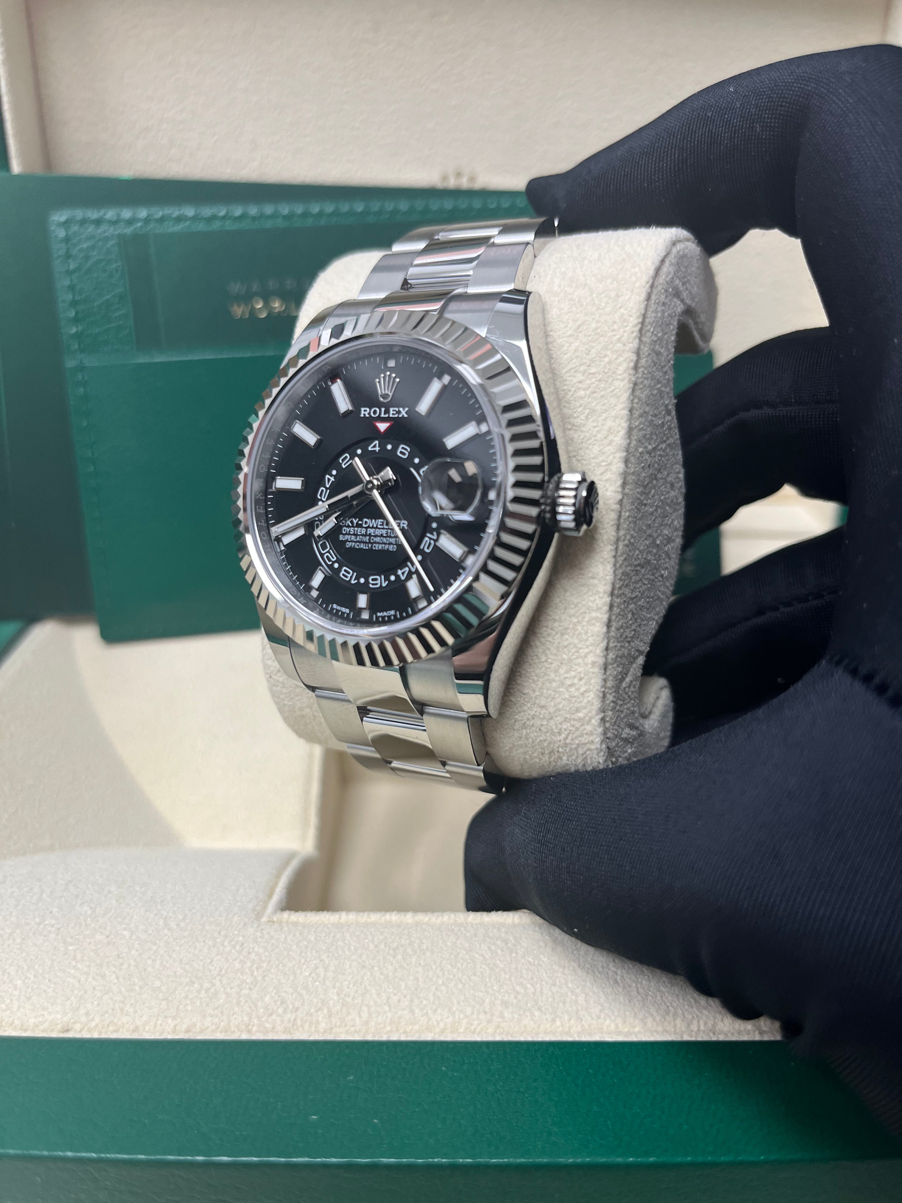 Rolex Sky-Dweller 18k White Gold 42mm Black Dial - Steel Bracelet (Ref# 326934)